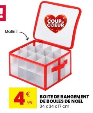 Boîte de rangement de boules de Noël
