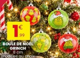 Boule de Noël Grinch 8 cm