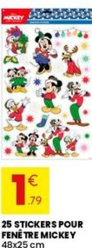 25 stickers pour fenêtre Mickey 48x25 cm