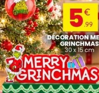 Décoration Merry Grinchmas 30 x 15 cm