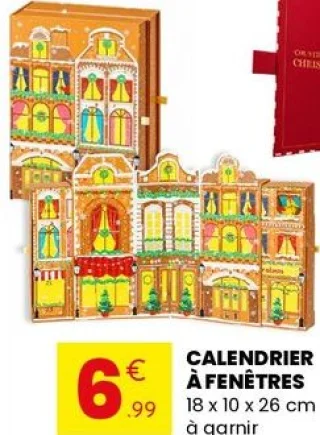 Calendrier à fenêtres 18 x 10 x 26 cm à garnir