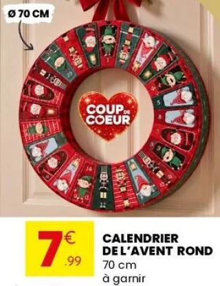 Calendrier de l'avent rond 70 cm à garnir