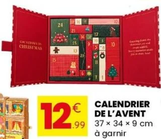 Calendrier de l'avent 37 x 34 x 9 cm à garnir