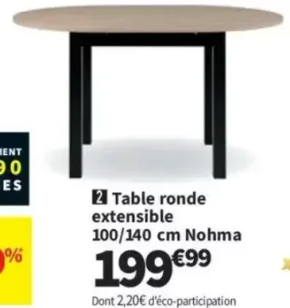 Table ronde extensible 100/140 cm Nohma