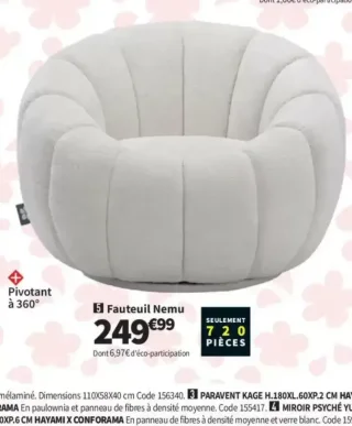 Fauteuil pivotant à 360° Nemu Hayami x Conforama