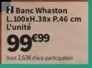 Banc Whaston L.100xH.38x P.46 cm