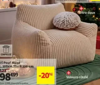 Pouf Muzo L.105xH.75x P.106 cm