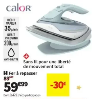 Fer à repasser sans fil Calor FV6640C0