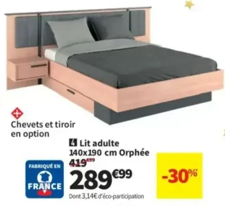 Lit adulte 140x190 cm Orphée