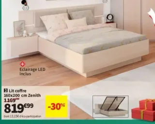 Lit coffre 160x200 cm Zenith avec éclairage LED inclus