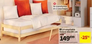 Lit empilable Octave 90x190 cm