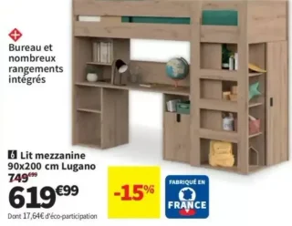 Lit mezzanine 90x200 cm Lugano