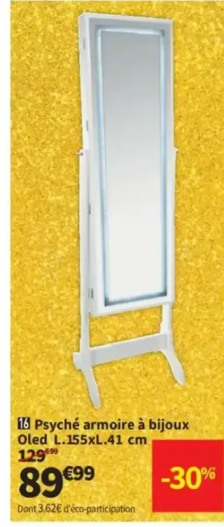 Psyché armoire à bijoux Oled L.155xL.41 cm