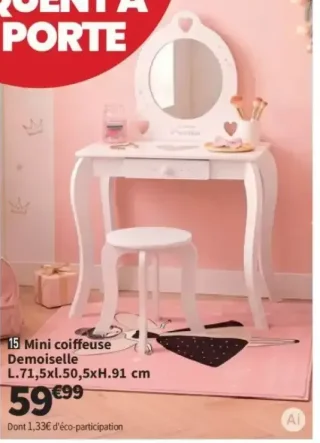 Mini coiffeuse Demoiselle L.71,5xL.50,5xH.91 cm