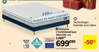 Matelas L'Emblématique 160x200 cm 8heures