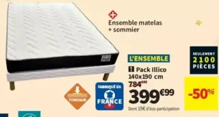 Pack Illico Ensemble matelas + sommier 140x190 cm Confo bed