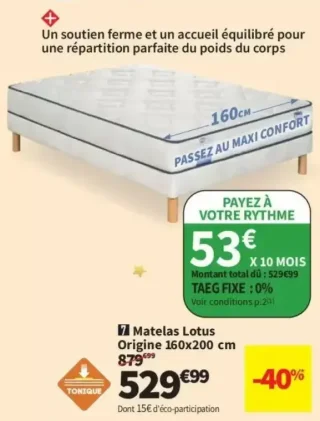 Matelas Lotus Origine 160x200 cm Simmons