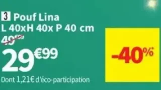 Pouf Lina L 40xH 40x P 40 cm