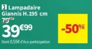 Lampadaire Giannis H.195 cm