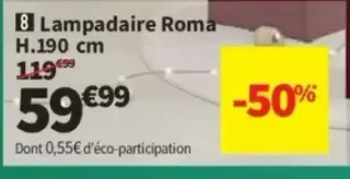 Lampadaire Roma H.190 cm
