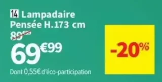 Lampadaire Pensée H.173 cm