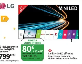 Téléviseur UHD Mini Led QNED connecté LG 75QNED72B6B