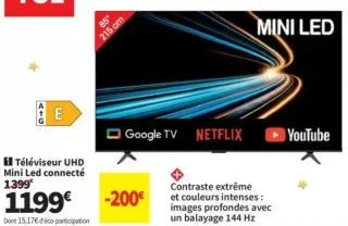 Téléviseur UHD Mini LED connecté TCL 85P89L