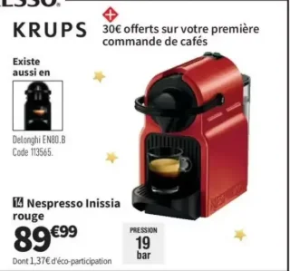 Machine à café Krups Nespresso Inissia rouge YY1531FD