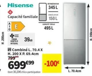 Réfrigérateur combiné Hisense RB645N4BCE