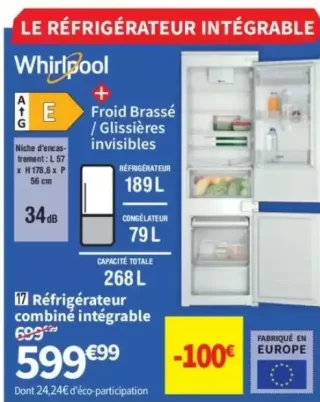Réfrigérateur combiné intégrable Whirlpool WHC18D31A1FR