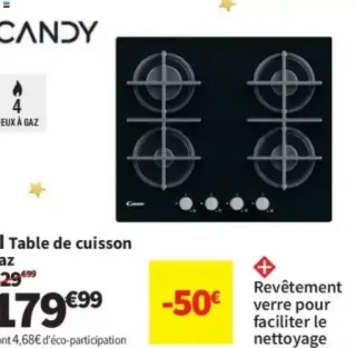 Table de cuisson gaz Candy CVG6B-FP