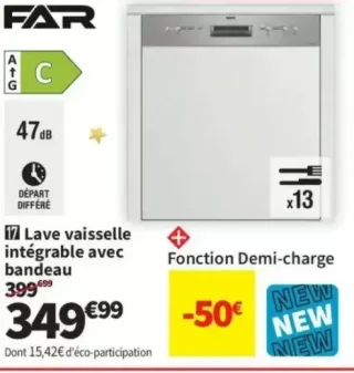 Lave vaisselle intégrable avec bandeau FAR LVI13C4726