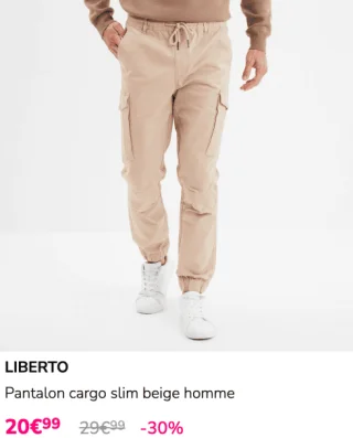 Pantalon cargo slim beige homme LIBERTO