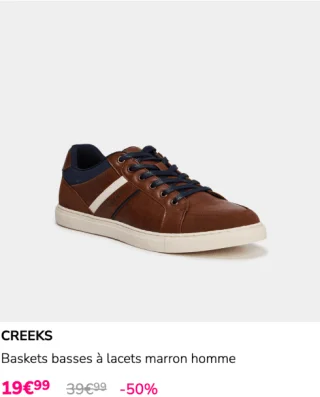 Baskets basses à lacets marron homme CREEKS