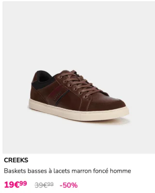 Baskets basses à lacets marron foncé homme Creeks