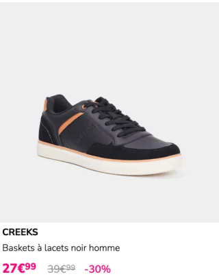 Baskets à lacets noir homme CREEKS