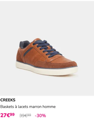 Baskets à lacets marron homme CREEKS