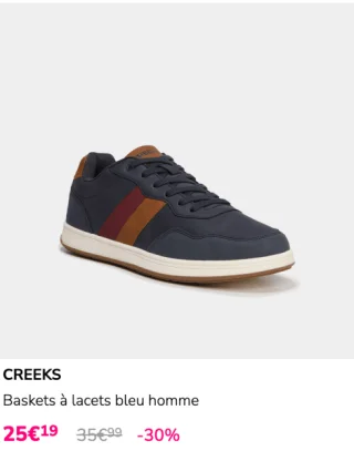 Baskets à lacets bleu homme CREEKS