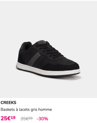 Baskets à lacets gris homme CREEKS