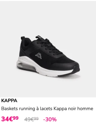 Baskets running à lacets Kappa noir homme