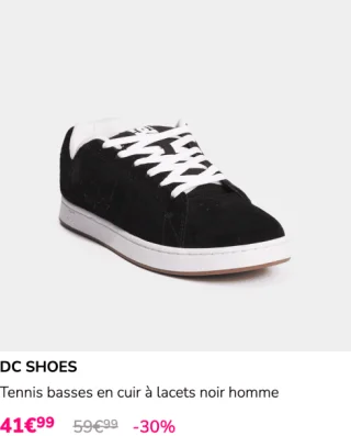 Tennis basses en cuir à lacets noir homme