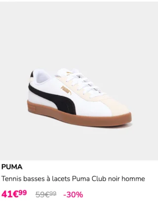 Tennis basses à lacets Puma Club noir homme
