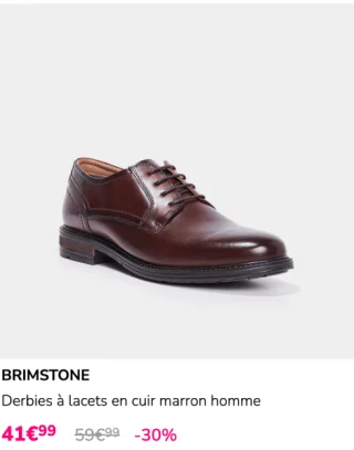 Derbies à lacets en cuir marron homme BRIMSTONE