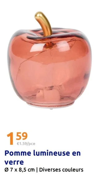 Pomme lumineuse en verre