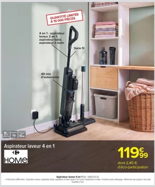 Aspirateur laveur 4 en 1 Carrefour Home HWDVC51-26