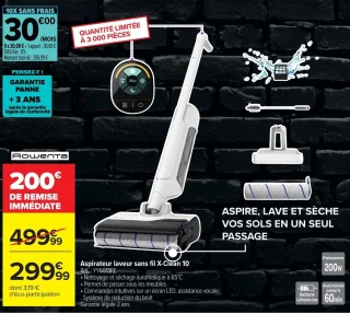 Rowenta Aspirateur laveur sans fil X-Clean 10