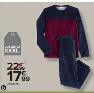 Pyjama velours colorblock homme Tex