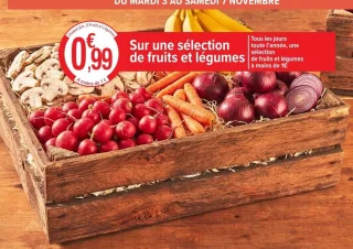 Sur une sélection de fruits et légumes
