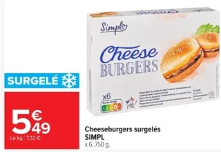 Cheeseburgers surgelés SIMPL