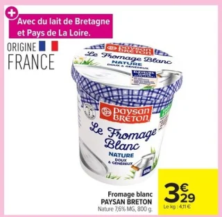 Fromage blanc PAYSAN BRETON Nature 7,6% MG